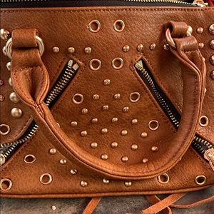 Mode luxe brown leather hand bag